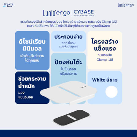 แผ่นกันรอยโต๊ะสำหรับแขนจับจอ LUNIO ERGO CYBASE REINFORCEMENT PLATE WHITE สีขาว_6